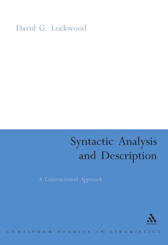 Syntactic Analysis and Description: A Constructional Approach