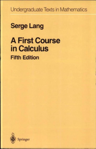 A First Course in Calculus, 5e