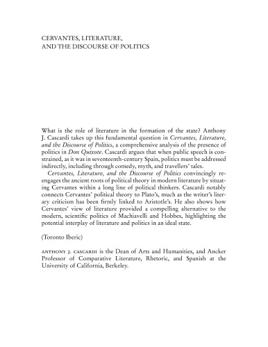 Cervantes, literature, and the discourse of politics