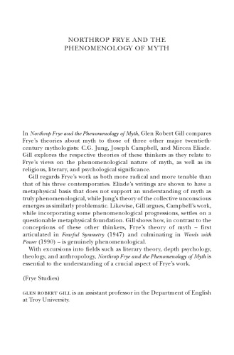 Northrop Frye and the Phenomenology of Myth