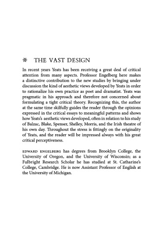 The Vast Design: Patterns in W.B. Yeats's Aesthetic