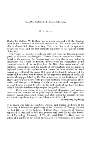 Human Security: Some Reflections