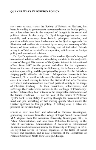 Quaker Ways in Foreign Policy