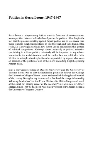Politics in Sierra Leone 1947-1967