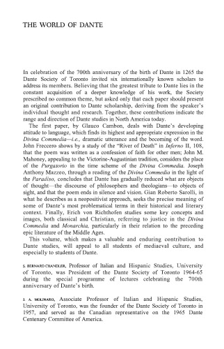 The World of Dante: Six Studies in Language and Thought