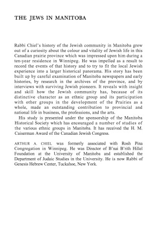 The Jews in Manitoba