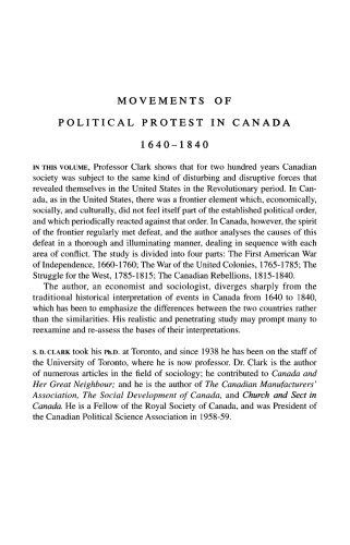 Movements of Political Protest in Canada 1640-1840