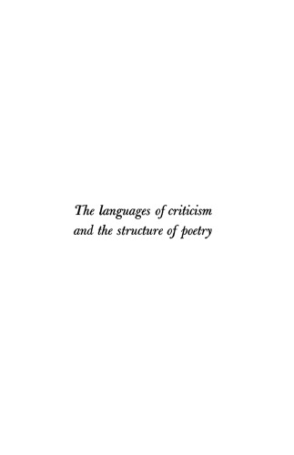 The Languages of Criticism and the Structure of Poetry