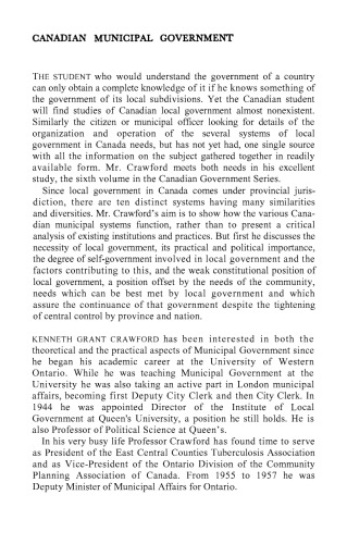 Canadian Municipal Government