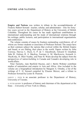 Empire and Nations: Essays in Honour of Frederic H. Soward