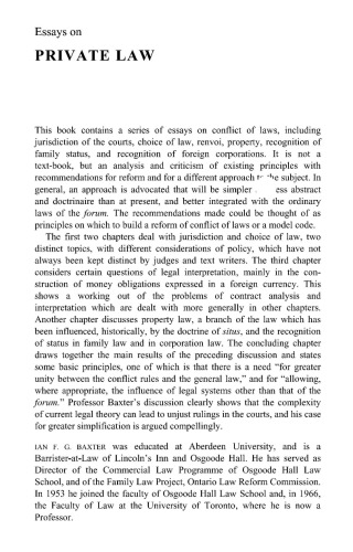 Essays on Private Law: Foreign Law and Foreign Judgments