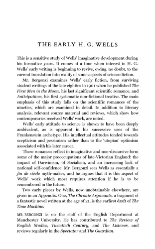 The Early H.G. Wells: A Study of the Scientific Romances