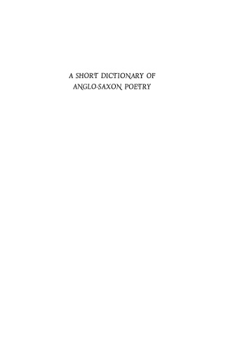 A Short Dictionary of Anglo-Saxon Poetry