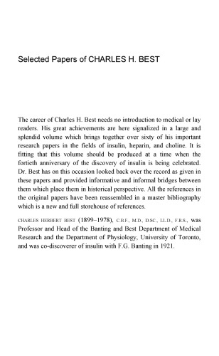 Selected Papers of Charles H. Best