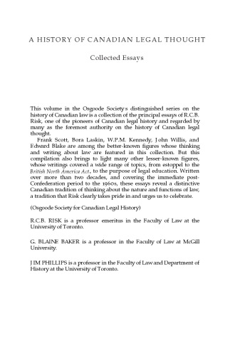 A History of Canadian Legal Thought: Collected Essays