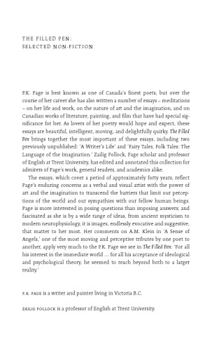 The Filled Pen: Selected Non-Fiction of P.K. Page