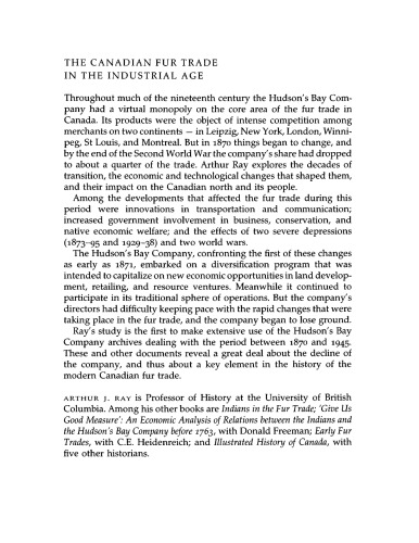 The Canadian fur trade in the industrial age
