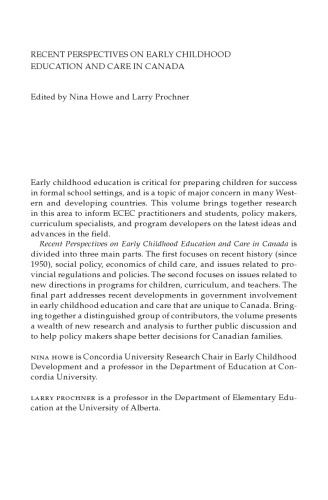Recent Perspectives on Early Childhood Education in Canada