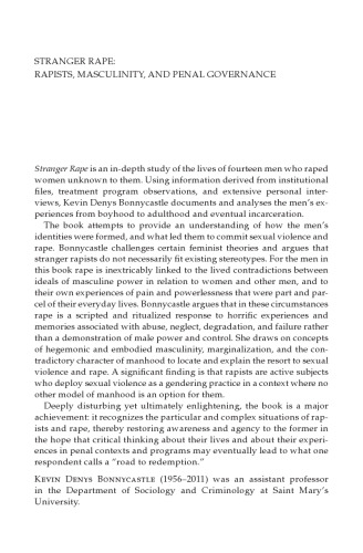 Stranger Rape: Rapists, Masculinity, and Penal Governance