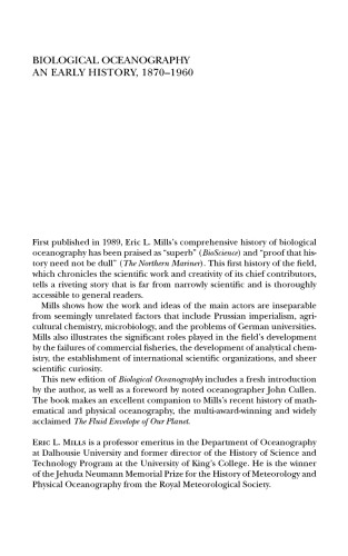 Biological Oceanography: An Early History. 1870 - 1960