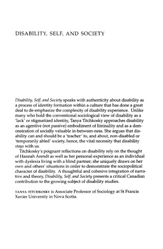 Disability, Self, and Society