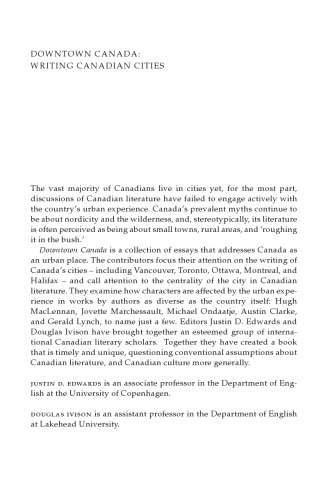 Downtown Canada: Writing Canadian Cities