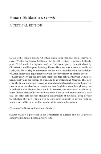 Einarr Skúlason's Geisli: A Critical Edition
