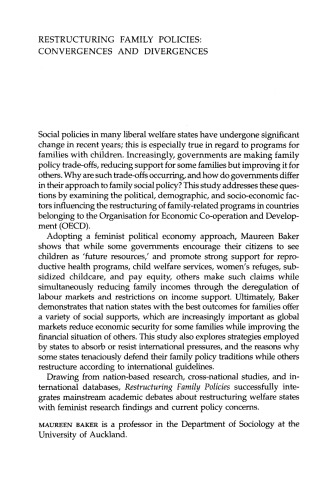 Restructuring Family Policies: Convergences and Divergences