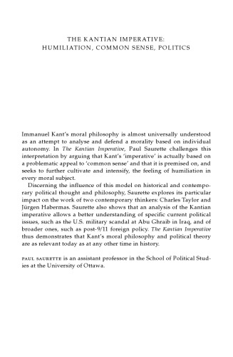 The Kantian Imperative: Humiliation, Common Sense, Politics