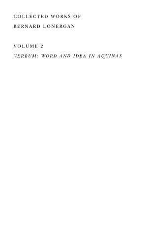 Verbum: Word and Idea in Aquinas, Volume 2