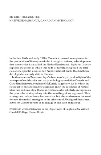 Before the Country: Native Renaissance, Canadian Mythology