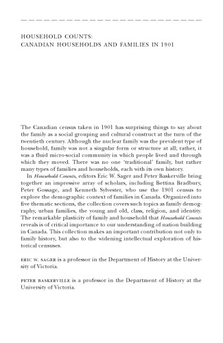 Household Counts: Canadian Households and Families in 1901