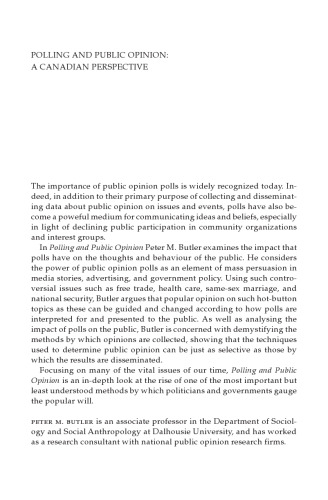 Polling and Public Opinion: A Canadian Perspective