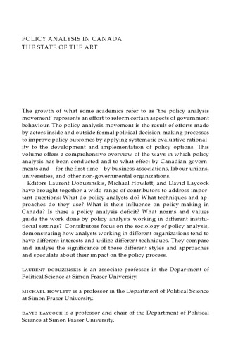 Policy Analysis in Canada
