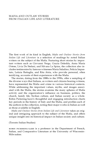 Mafia and Outlaw Stories from Italian Life and Literature