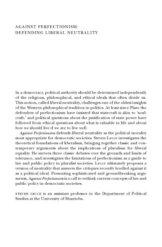 Against Perfectionism: Defending Liberal Neutrality