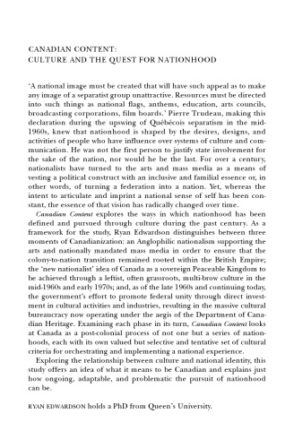 Canadian Content: Culture and the Quest for Nationhood