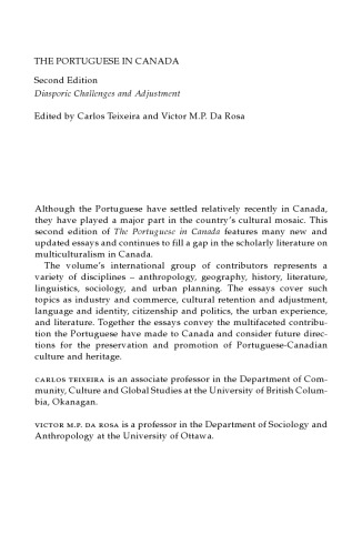 The Portuguese in Canada: Diasporic Challenges and Adjustment