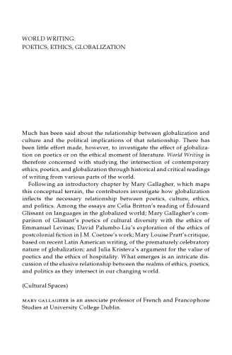 World Writing: Poetics, Ethics, Globalization