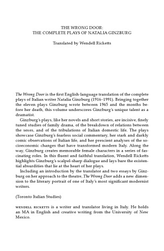 The Wrong Door: The Complete Plays of Natalia Ginzburg