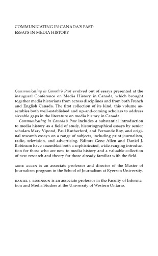 Communicating in Canada's Past: Essays in Media History