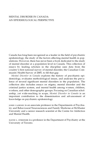 Mental Disorder in Canada: An Epidemiological Perspective