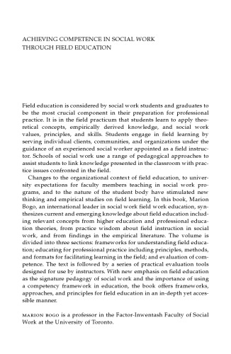 Achieving Competence in Social Work through Field Education
