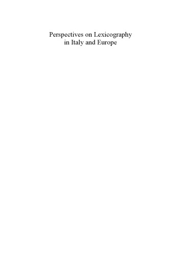 Perspectives on Lexicography in Italy and Europe