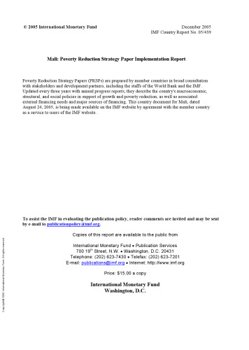 Mali : Poverty Reduction Strategy Paper Implementation Report