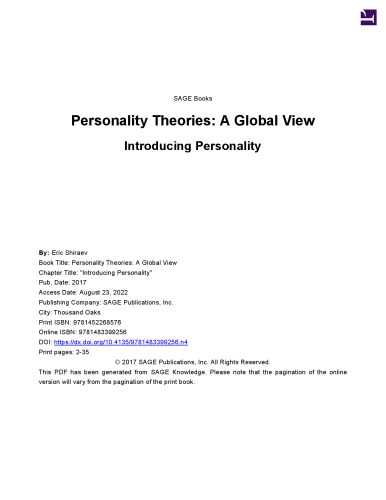 Personality Theories: A Global View