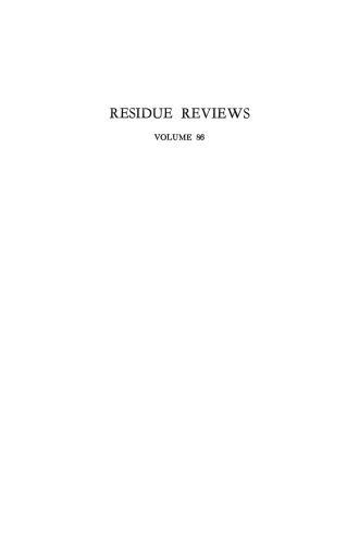 Residue Reviews: Residues of Pesticides and Other Contaminants in the Total Environment