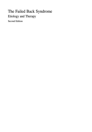 The Failed Back Syndrome: Etiology and Therapy
