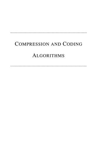 Compression and Coding Algorithms