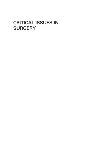 Critical Issues in Surgery